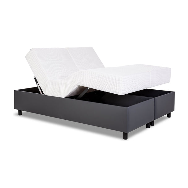 Cama articulada motorizada Pilati Empire casal bipartida, cinza grafite, com cabeceira e peseira elevadas