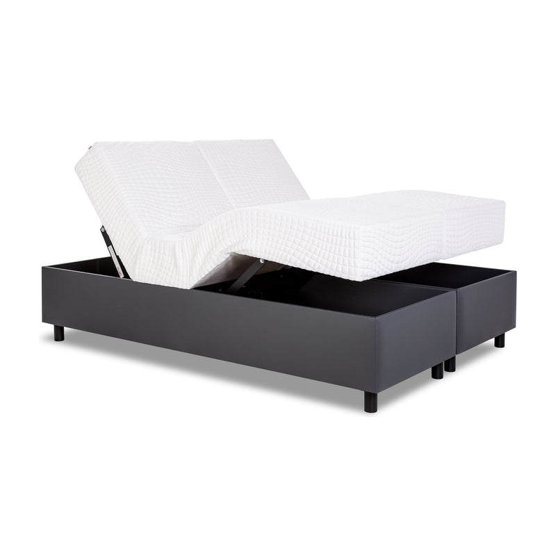 Cama articulada motorizada Pilati Empire casal bipartida, cinza grafite, com cabeceira e peseira elevadas