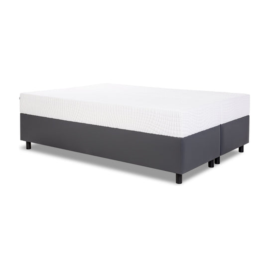 Cama articulada Pilati Empire casal cinza grafite fechada, com colchão de espuma acoplado