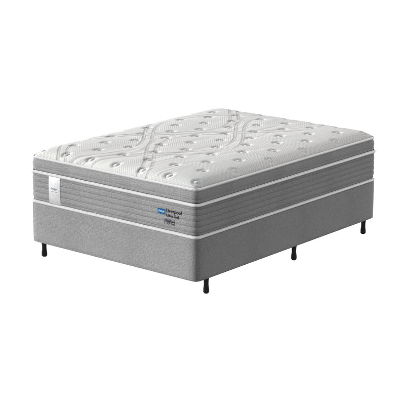 Conjunto cama box cinza e colchão Probel Liverpool Ultra Gel New