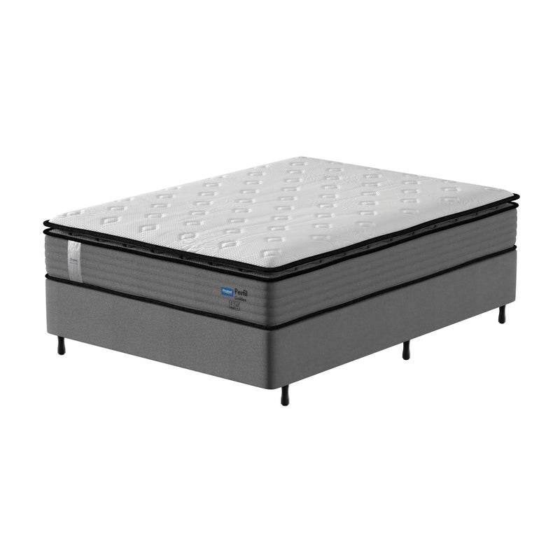 Conjunto cama box cinza e colchão Probel Perfil Golden