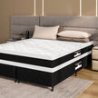 Conjunto Castor Black & White Air D45 Double Face ambientado em quarto com cabeceira estofada
