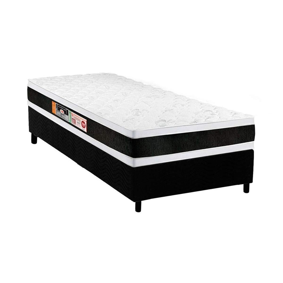 Conjunto Castor Black & White D45 com cama box solteiro preta