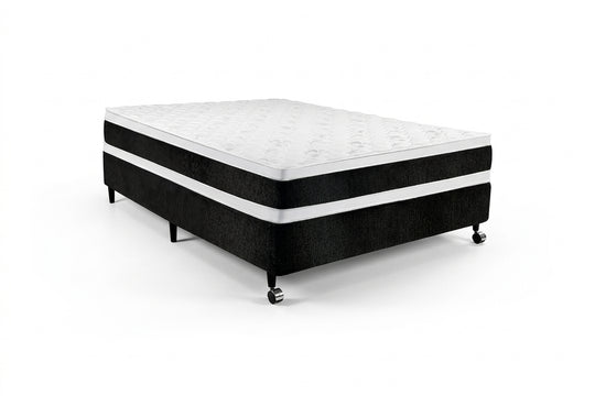 Conjunto cama box e colchão Castor Black & White Air D45 Double Face