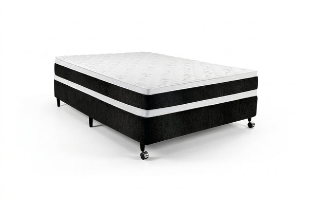 Conjunto cama box e colchão Castor Black & White Air D45 Double Face