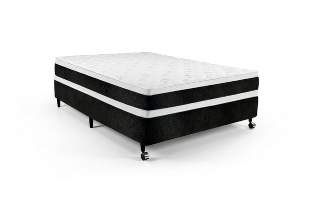Conjunto cama box e colchão Castor Black & White Air D45 Double Face