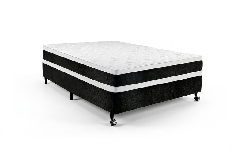 Conjunto cama box e colchão Castor Black & White Air D45 Double Face