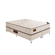 Conjunto cama box e colchão Castor Kingdom Aloe Vera New em tecido bege com detalhes marrons