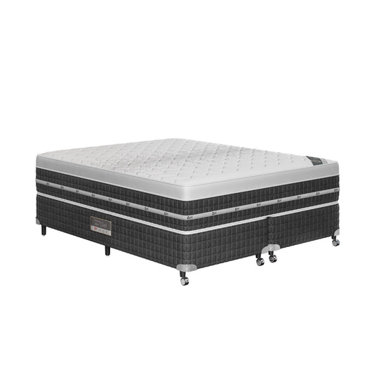 Conjunto cama box e colchão Castor Premium Gel Pocket One Face com box Premium Gel cinza escuro