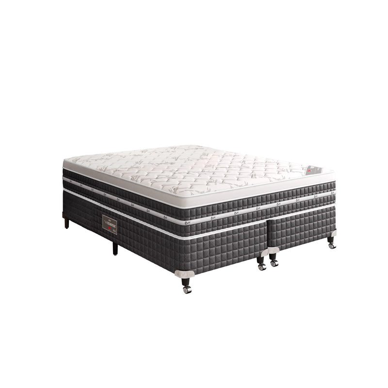 Conjunto cama box e colchão Castor Premium Tecnopedic New com box cinza escuro