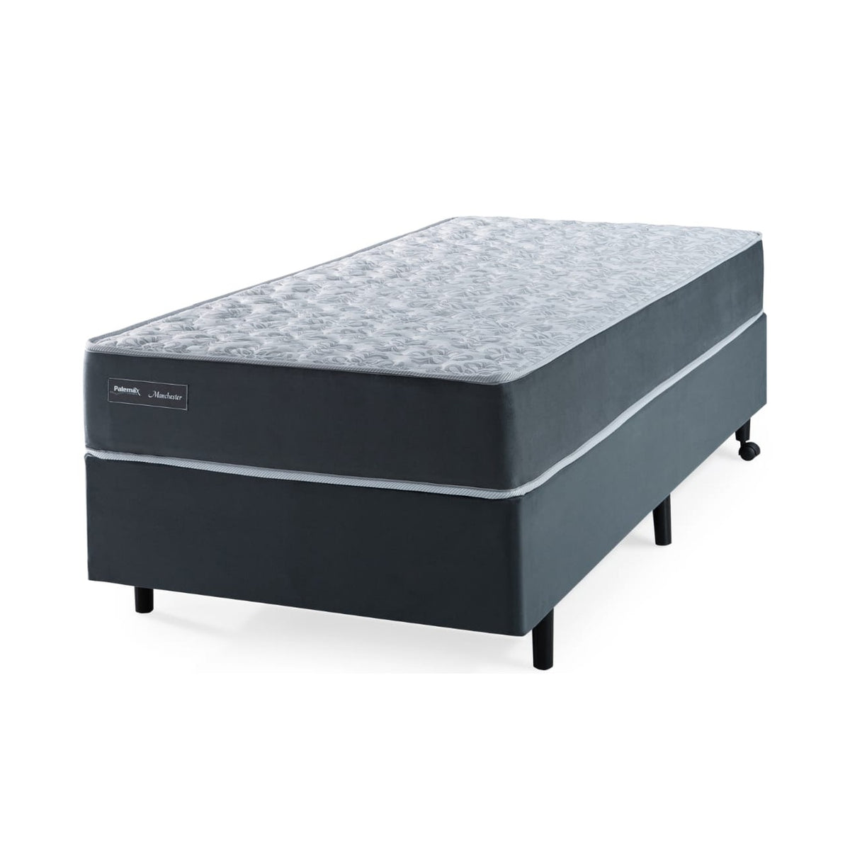 Conjunto cama box e colchão Palemax Manchester de molas ensacadas, com box cinza escuro