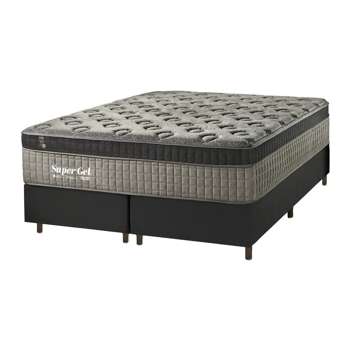 Conjunto cama box preto e colchão Maxispuma Super Gel Euro Pillow