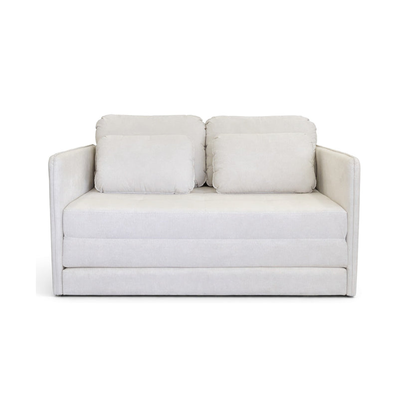 Sofá Cama Ipê bege fechado, vista frontal