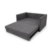 Sofá Cama Ipê cinza aberto como cama, vista em perspectiva