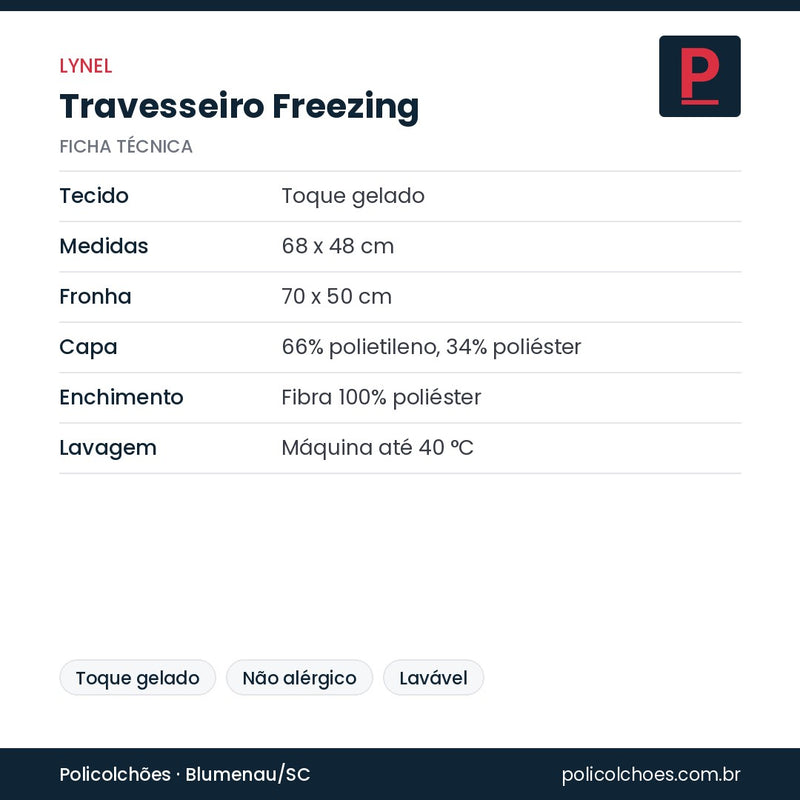 Ficha técnica do travesseiro Lynel Freezing